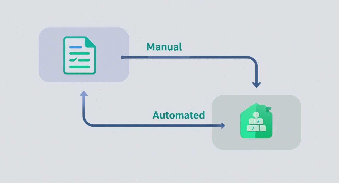 Infographic comparing the process flow of manual RSVP tracking versus automated online RSVP tracking