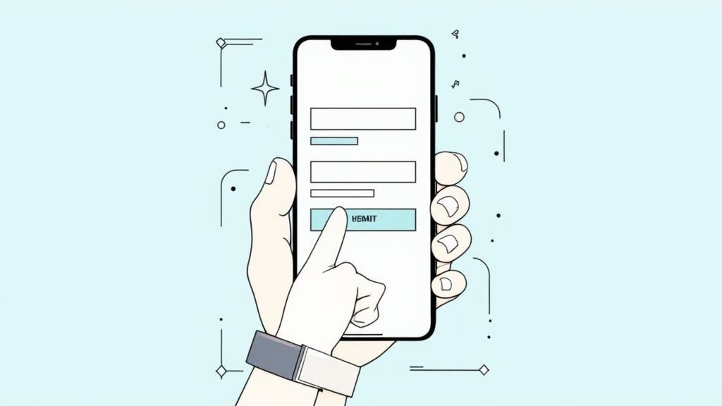 A person filling out a form on a smartphone, highlighting the importance of mobile-first design for accessibility and ease of use.